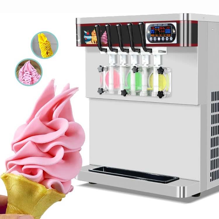  Kolice Commercial 3+2 Mixed Flavors Soft Serve Ice Cream Machine,  Softy Yogurt Ice Cream Maker-Upper Tanks Refrigerated & Transperant  Dispenser Set & ETL: Home & Kitchen