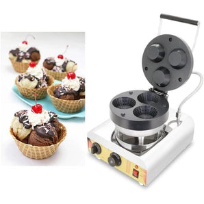 Kolice Ice cream Waffle Bowl Making Machine, Bowl Shape Waffle Maker, 3 Belgium Waffle Bowls, Baking Pan, Non-stick Coating