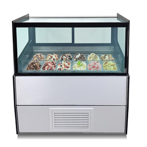 Showcase Display freezer, Ice Cream Freezer Dipping Cabinet-White Color, Cool Air Convection Design, Auto Defrost, Anti-Fog Glass, LED light