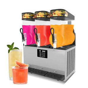 Slushie Machine,Frozen Beverage Making Machine, Magarita ice Slush Machine, 12Lx3 Tanks Summer Drink Dispenser, Restaurant Beverage Equipment