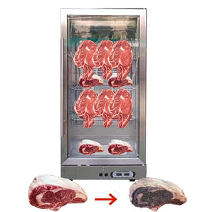 Aging Beef Showcase Freezer, Steak Aging Machine, Beef Display Showcase Freezer-268L,4 Tiers,Temperature: -5℃~ to 10℃ (23℉ to 50℉) for Hotel,Restaurant,Shopping Malls