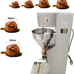 Meatball Forming Machine Meatball Maker Electric Commercial Stainless Steel Meatball Former with Dia 18/22/26/28/30/32mm Dies Automatic Beef Fish Pork Meat Baller Max 300pcs/min