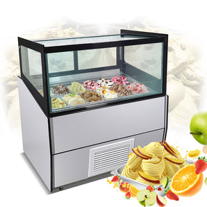 Showcase Display freezer, Ice Cream Freezer Dipping Cabinet-White Color, Cool Air Convection Design, Auto Defrost, Anti-Fog Glass, LED light