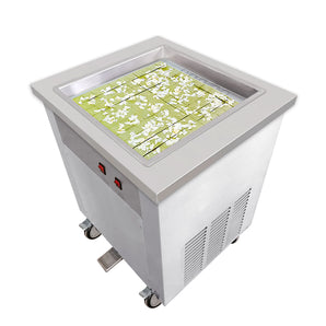 Commercial 45x45X5cm Square Single ice Pan Fruit Yogurt Fried Fry Rolled Ice Cream Machine and Thick Cut function for Sanck Food Street Food Equipment