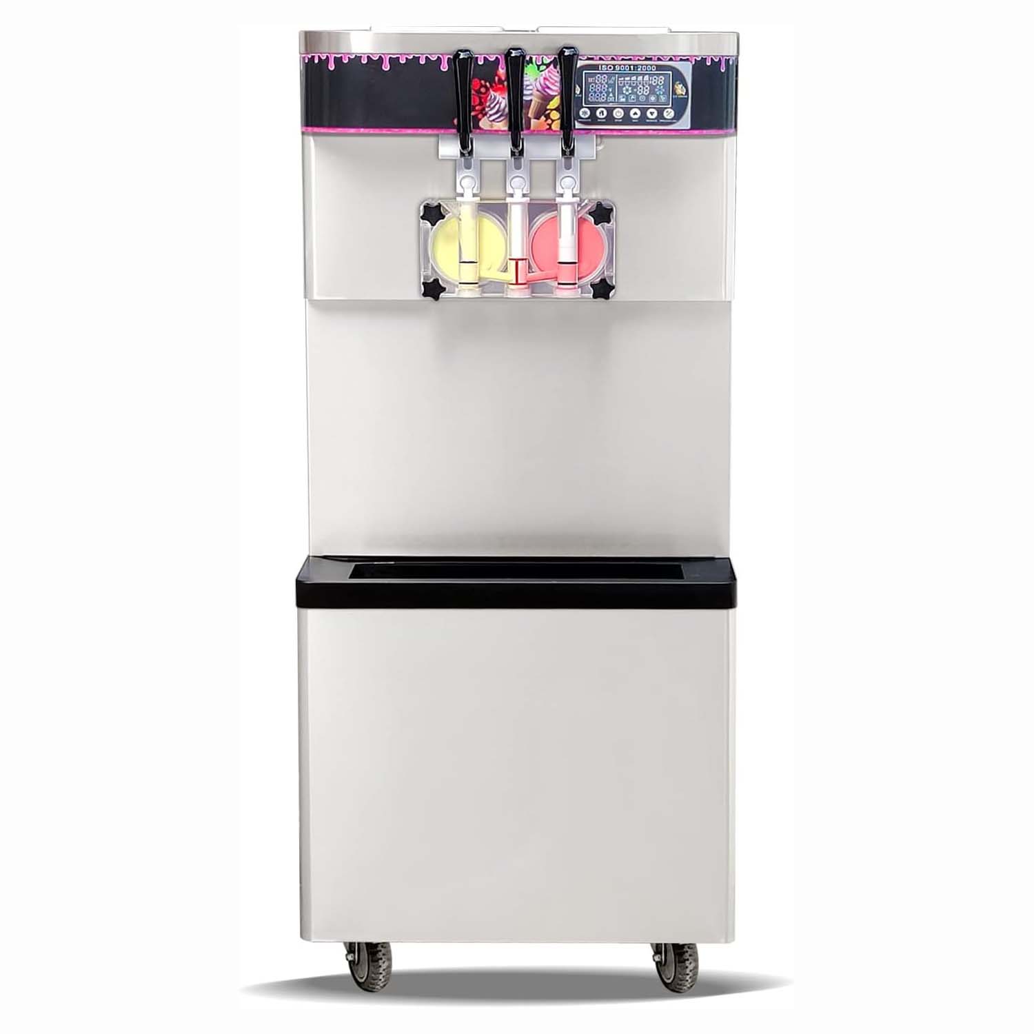 Kolice ETL CE 3 flavors yogurt soft serve ice cream machine 2+1 mixed flavors full transparent dispenser upper tanks refrigerated