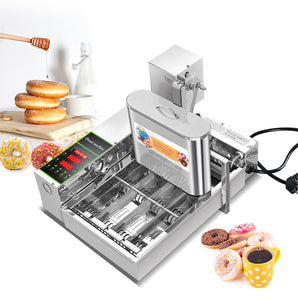 Donut Maker 4 Rows,Auto Doughnut Making Machine with Digital Display 304SS 1800/H 5.5L Hopper Intelligent Control Panel Automatic Counting