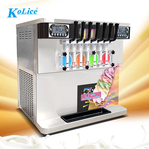 ETL CE heavy duty countertop 7 flavors soft ice cream machine frozen yogurt gelato maker-upper tanks refrigerated transparent dispensers